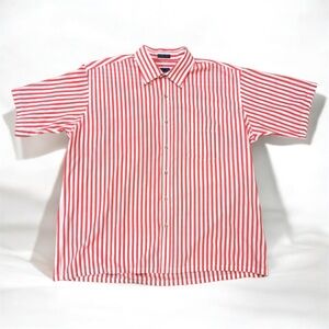 VTG Boulevard For Big Man 1X Coral and White Stripes Single Stitch Sleeves & Hem